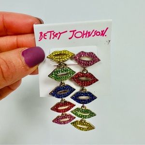 Betsey Johnson One Love Lips Colorful Earrings